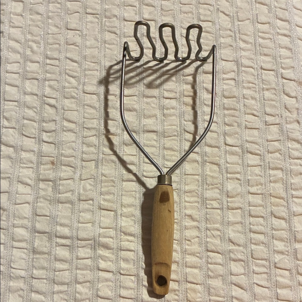 Vintage Wooden Handle Metal Potato Masher
